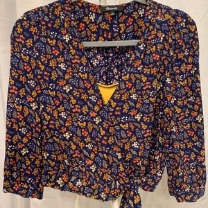 Madewell Women's Sleeve Wrap Top Blouse Floral